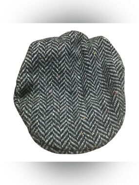 Hanna Hats of Donegal Grey Herringbone Tweed Flat Cap Men's XL Wool